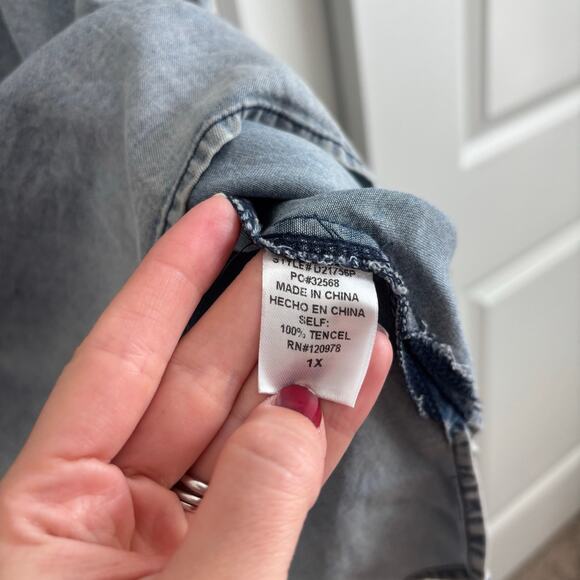 NWT Entro Women’s Sawyer Denim Shirt Dress Sz 1X Chambray Comfy Travel - Picture 12 of 15